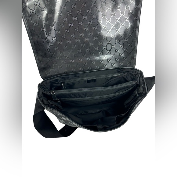GUCCI 270794 black Imprime Mamas Diaper Bag messenger logo flap Authenticated - Picture 14 of 16
